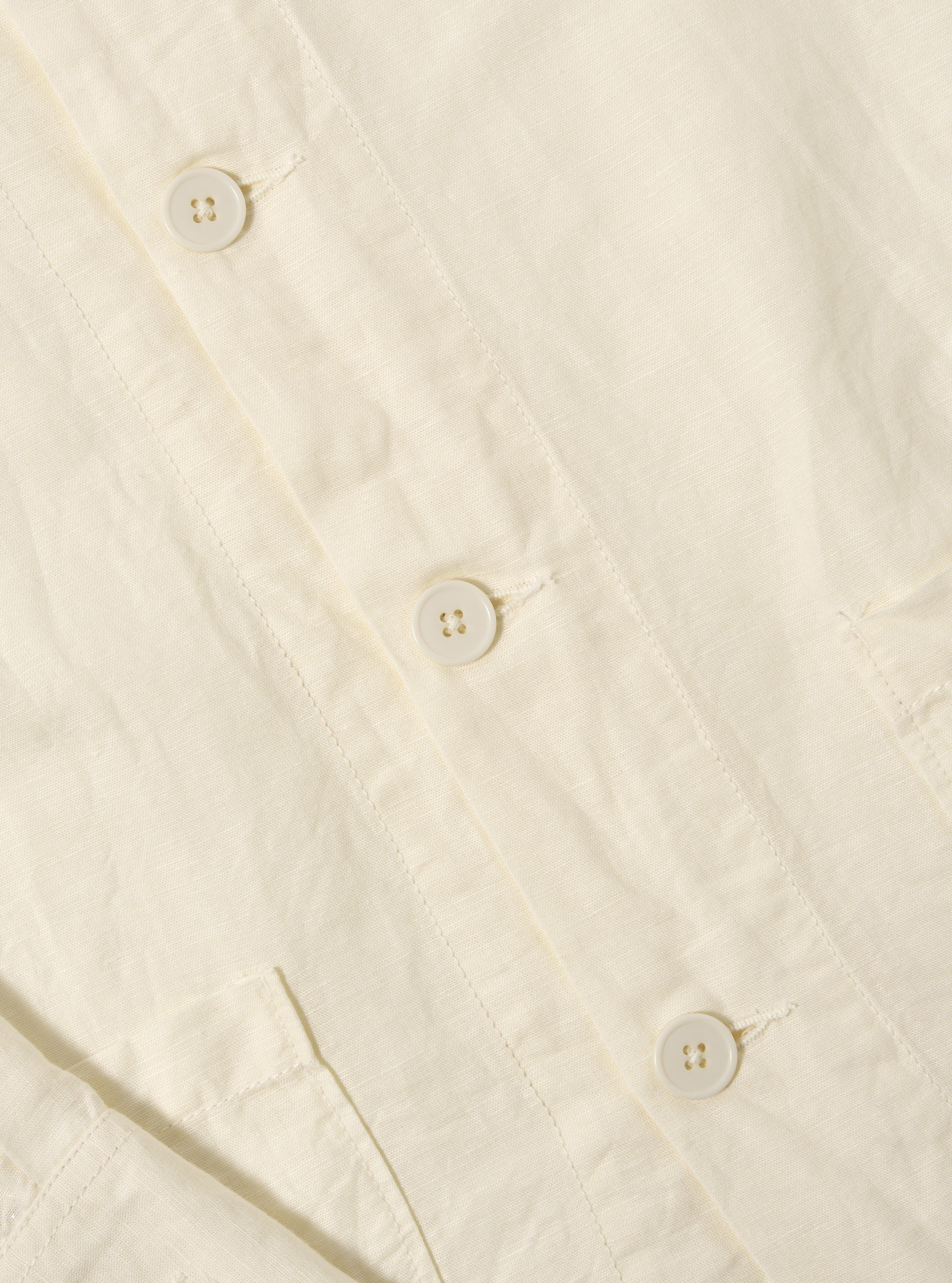 Ecru Linen Cotton Shirting Travail Overshirt - Image 6