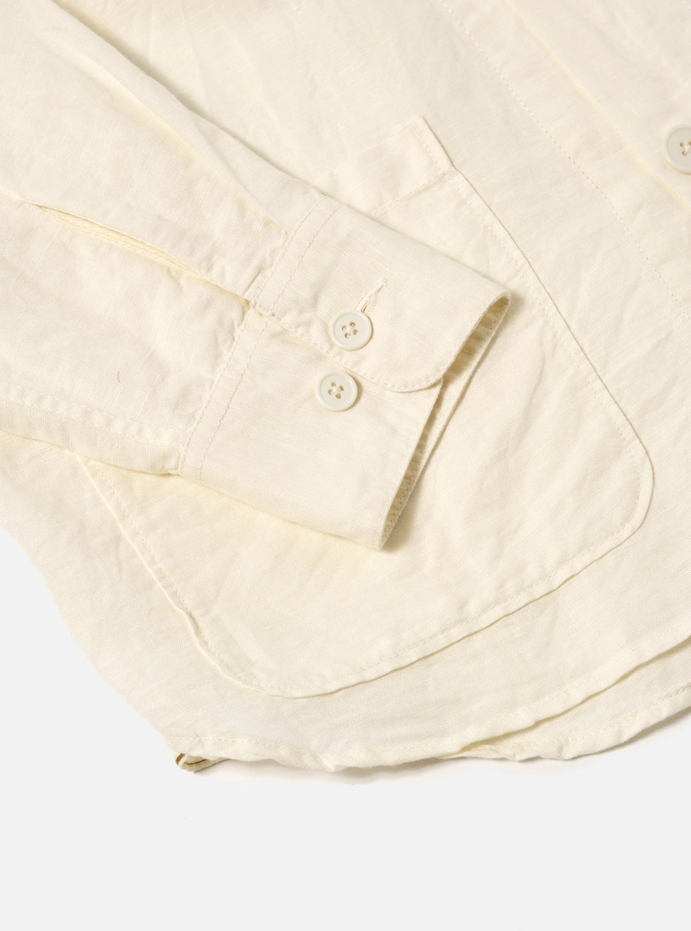 Ecru Linen Cotton Shirting Travail Overshirt - Image 7