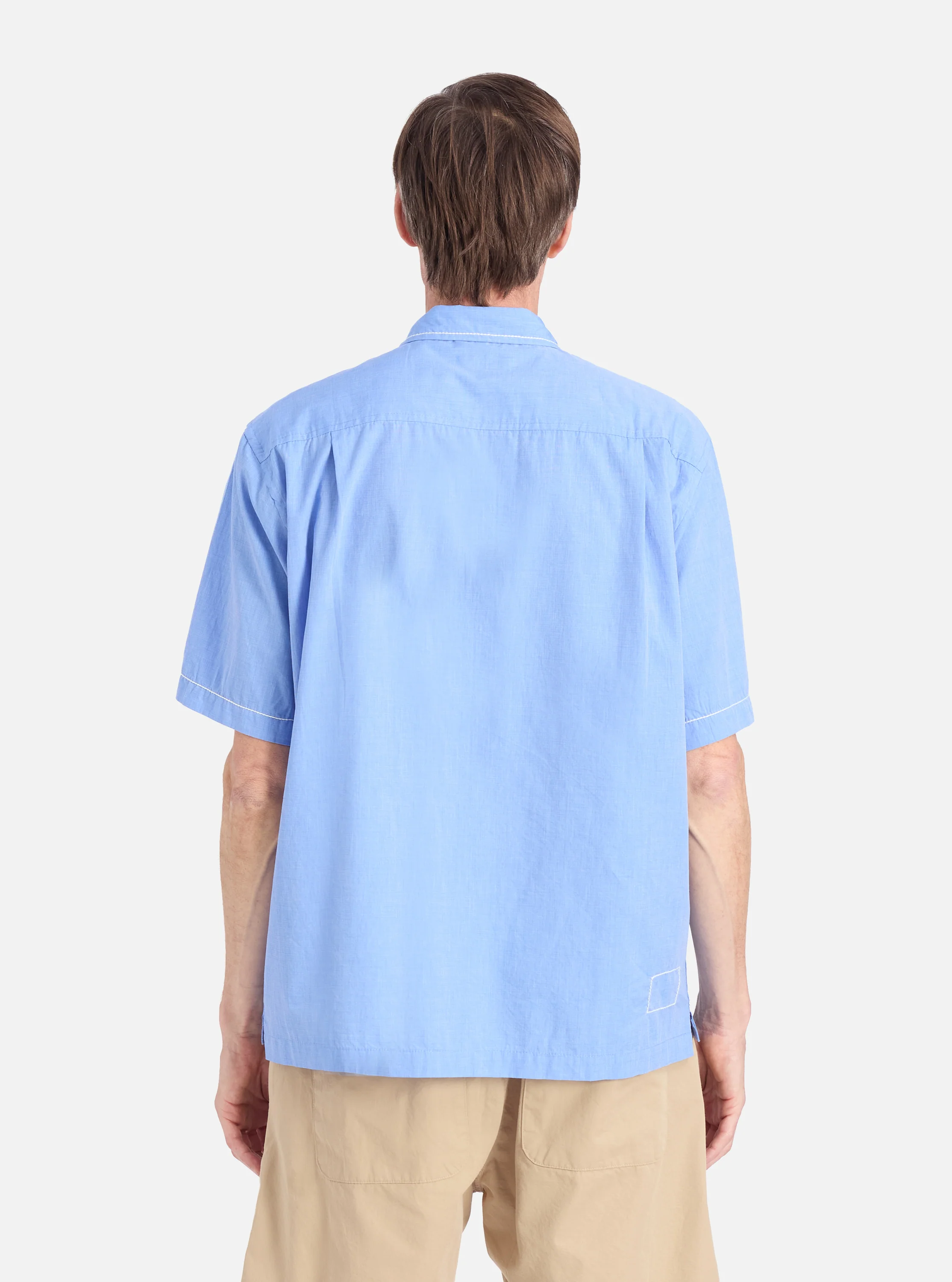 Blue End On End Cotton Utility SS Shirt - Image 3