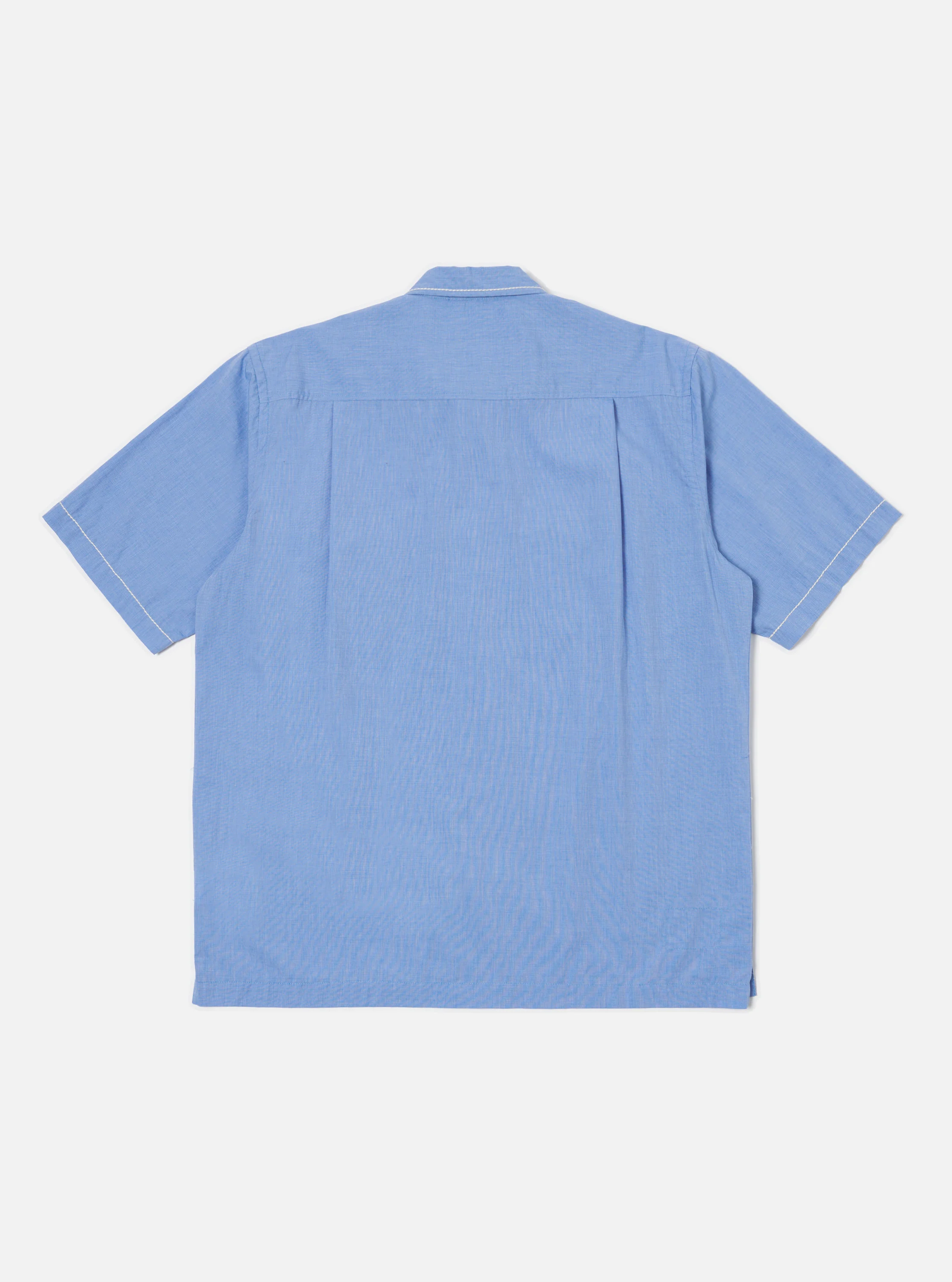 Blue End On End Cotton Utility SS Shirt - Image 4