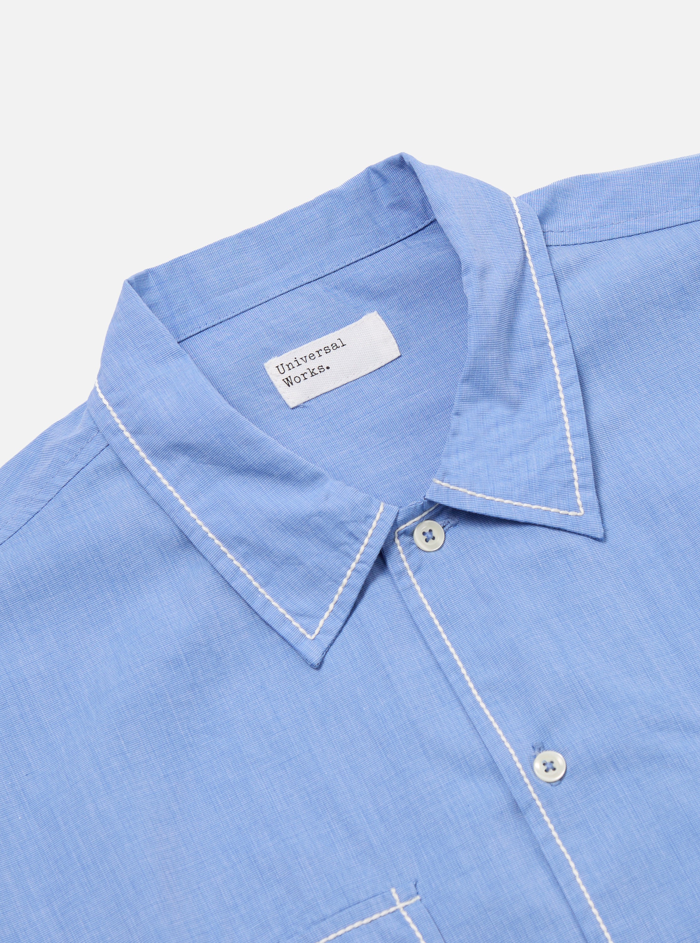 Blue End On End Cotton Utility SS Shirt - Image 5