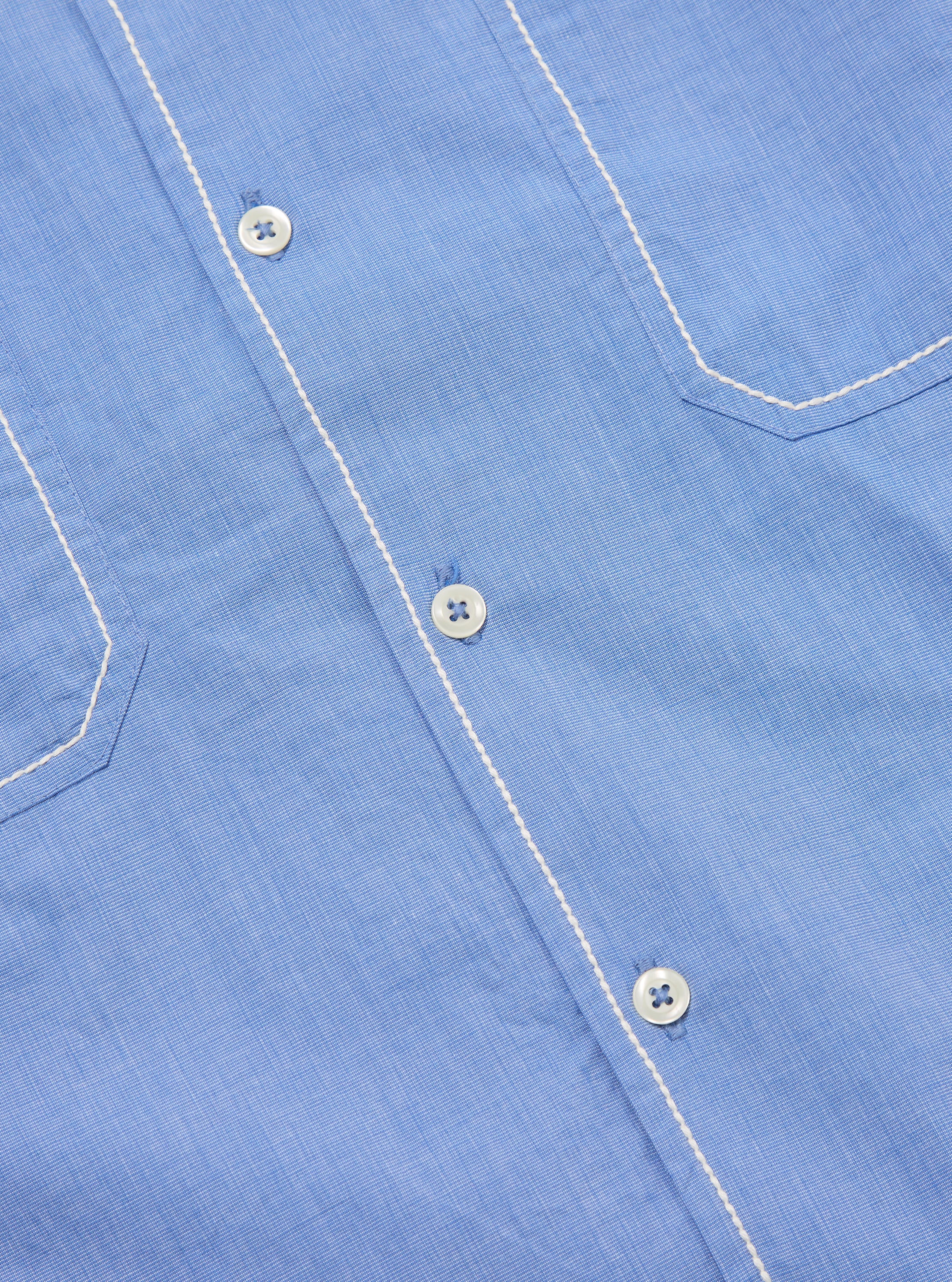 Blue End On End Cotton Utility SS Shirt - Image 7