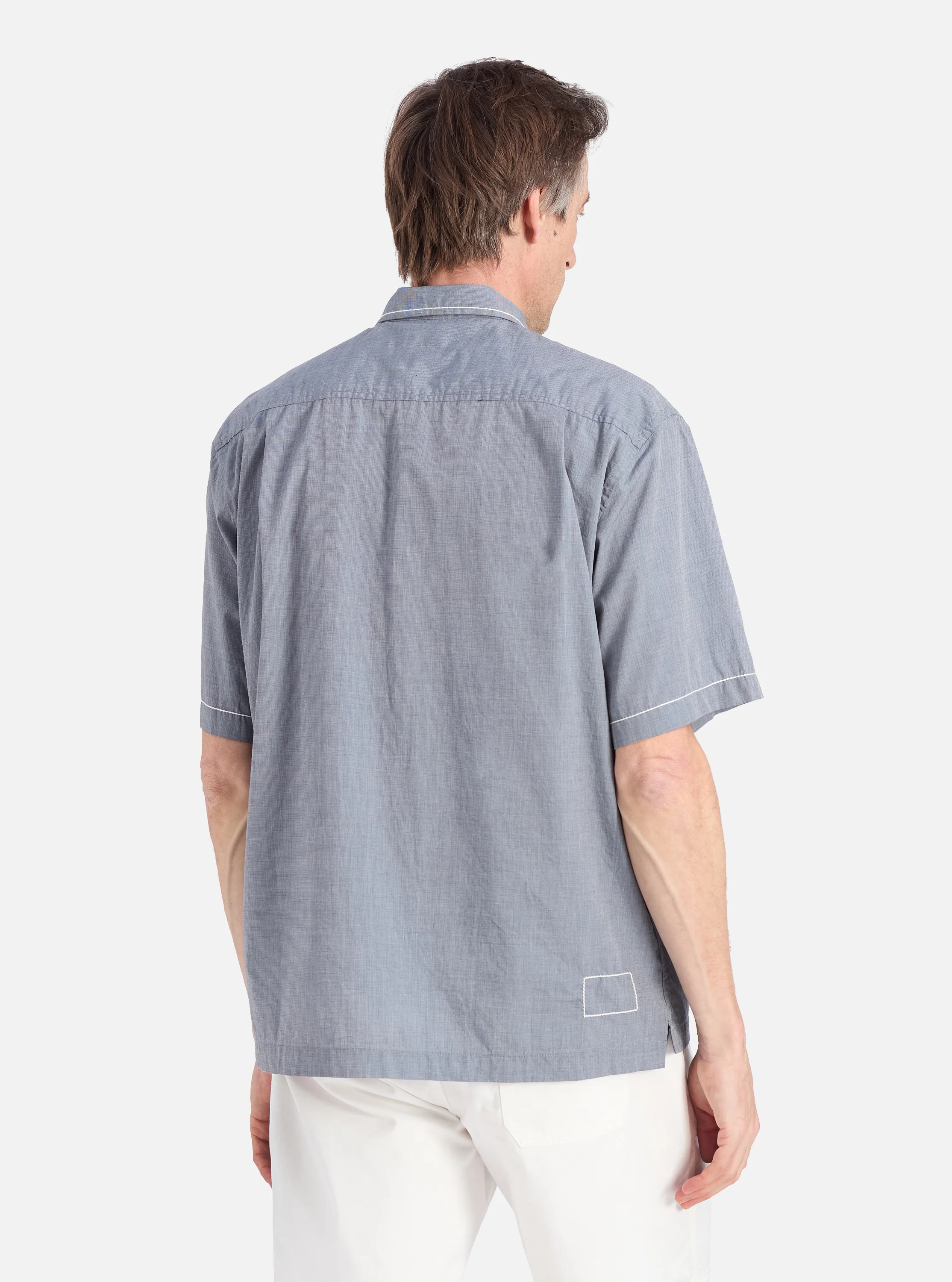 Grey End On End Cotton Utility SS Shirt - Image 3