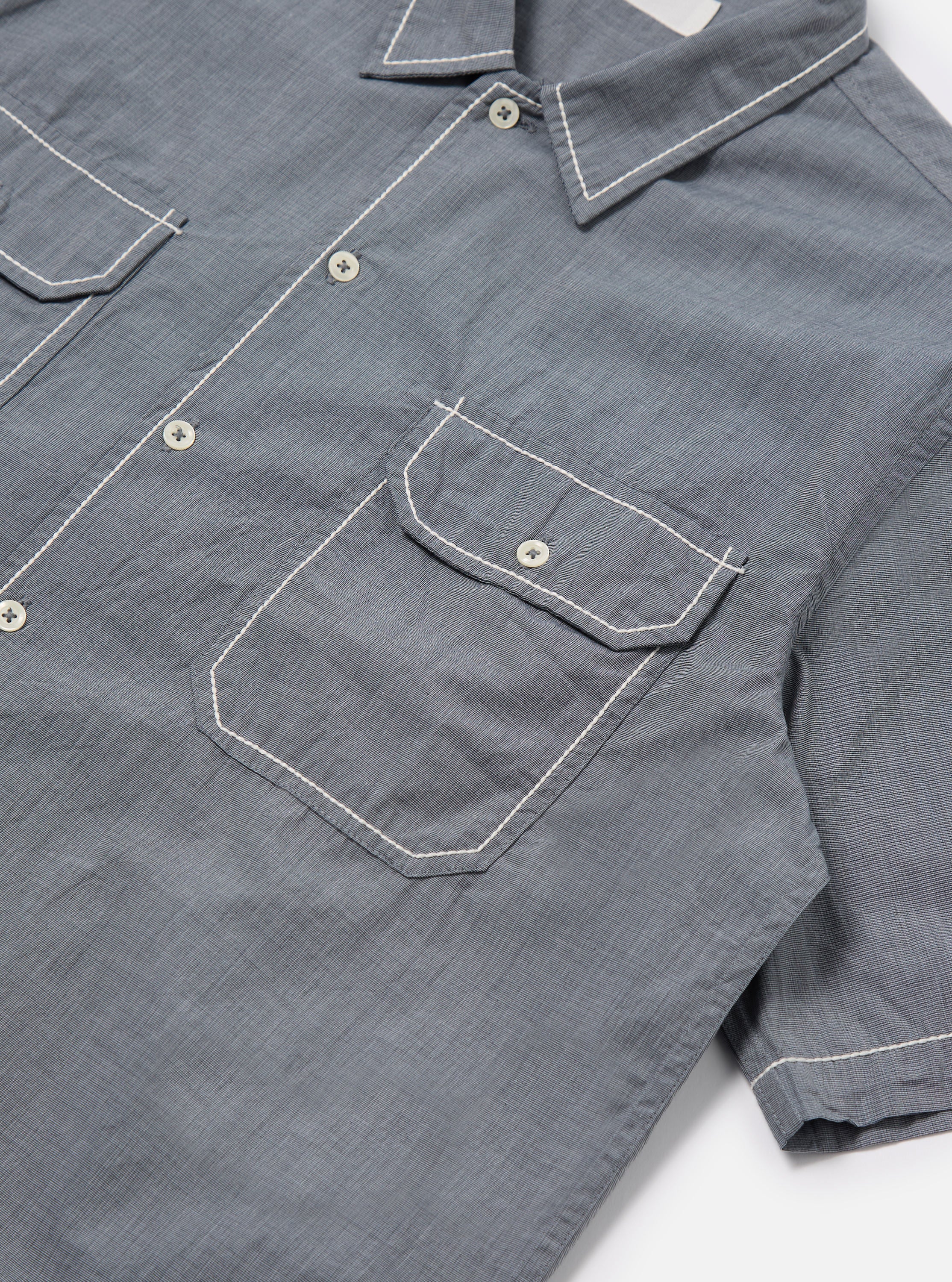 Grey End On End Cotton Utility SS Shirt - Image 6