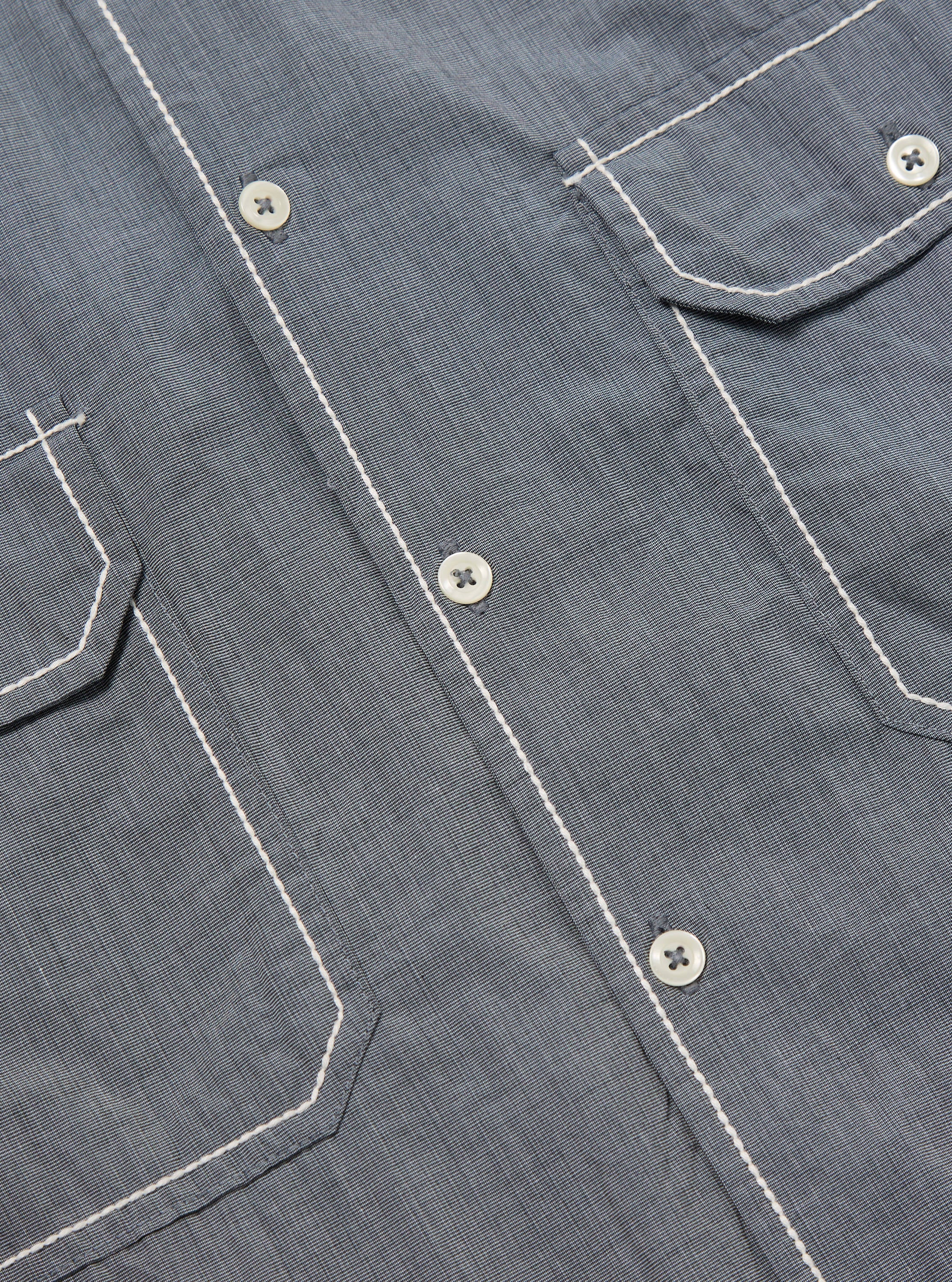 Grey End On End Cotton Utility SS Shirt - Image 7