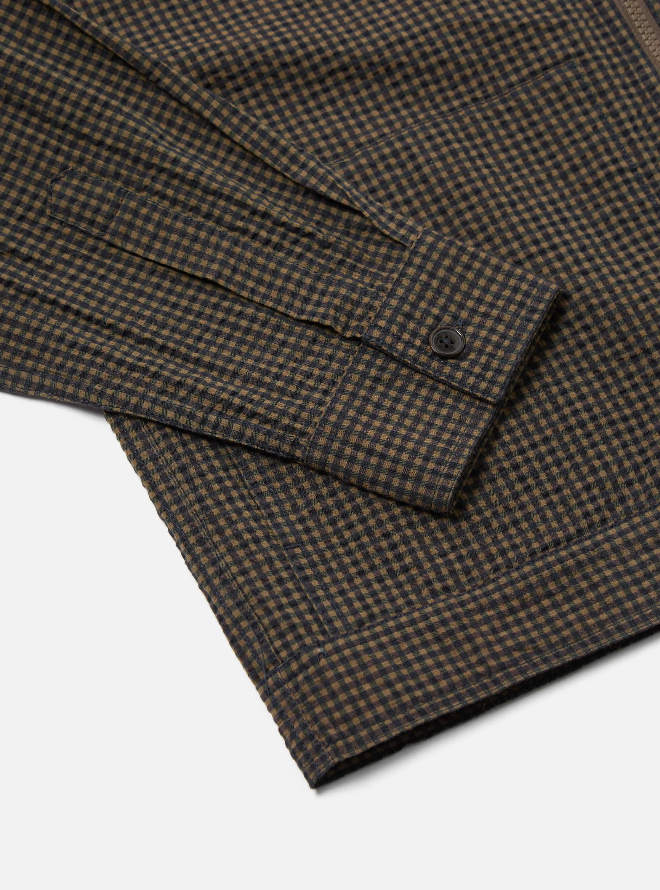 Navy Japanese Seersucker Zip Uniform Jacket - Image 7