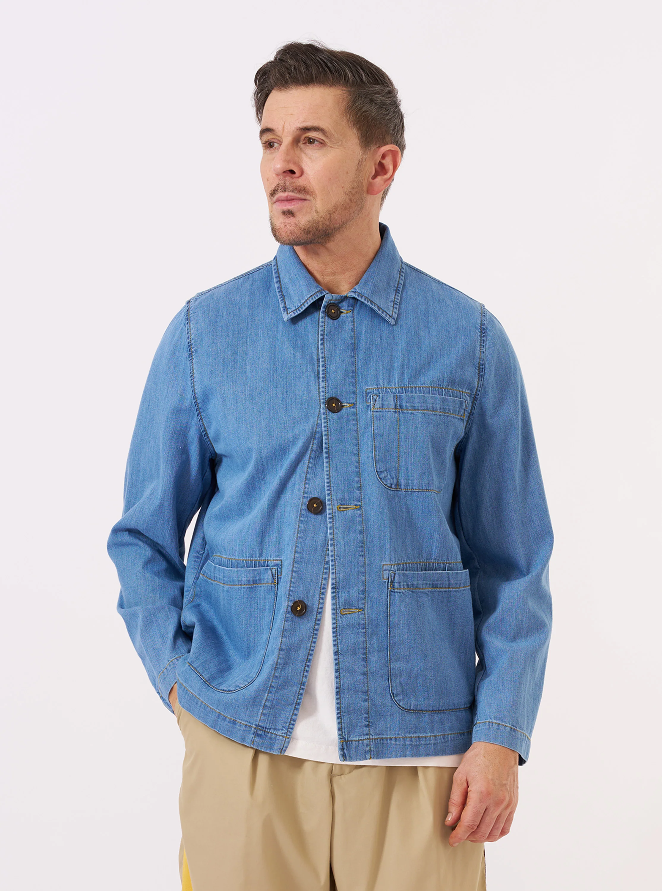 Washed Indigo 8oz Slub Denim Field Jacket - Image 2