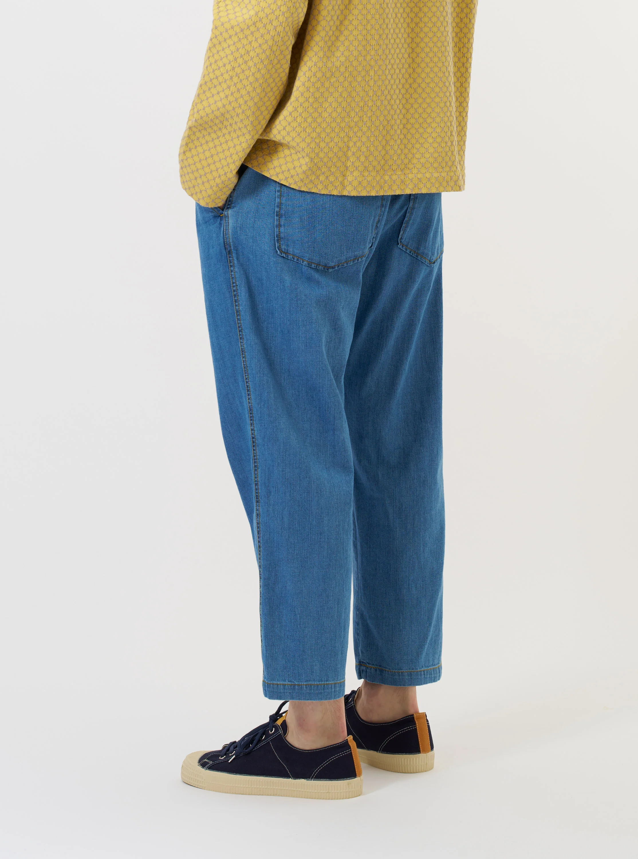 Washed Indigo 8oz Slub Denim Hi Water Trouser - Image 3