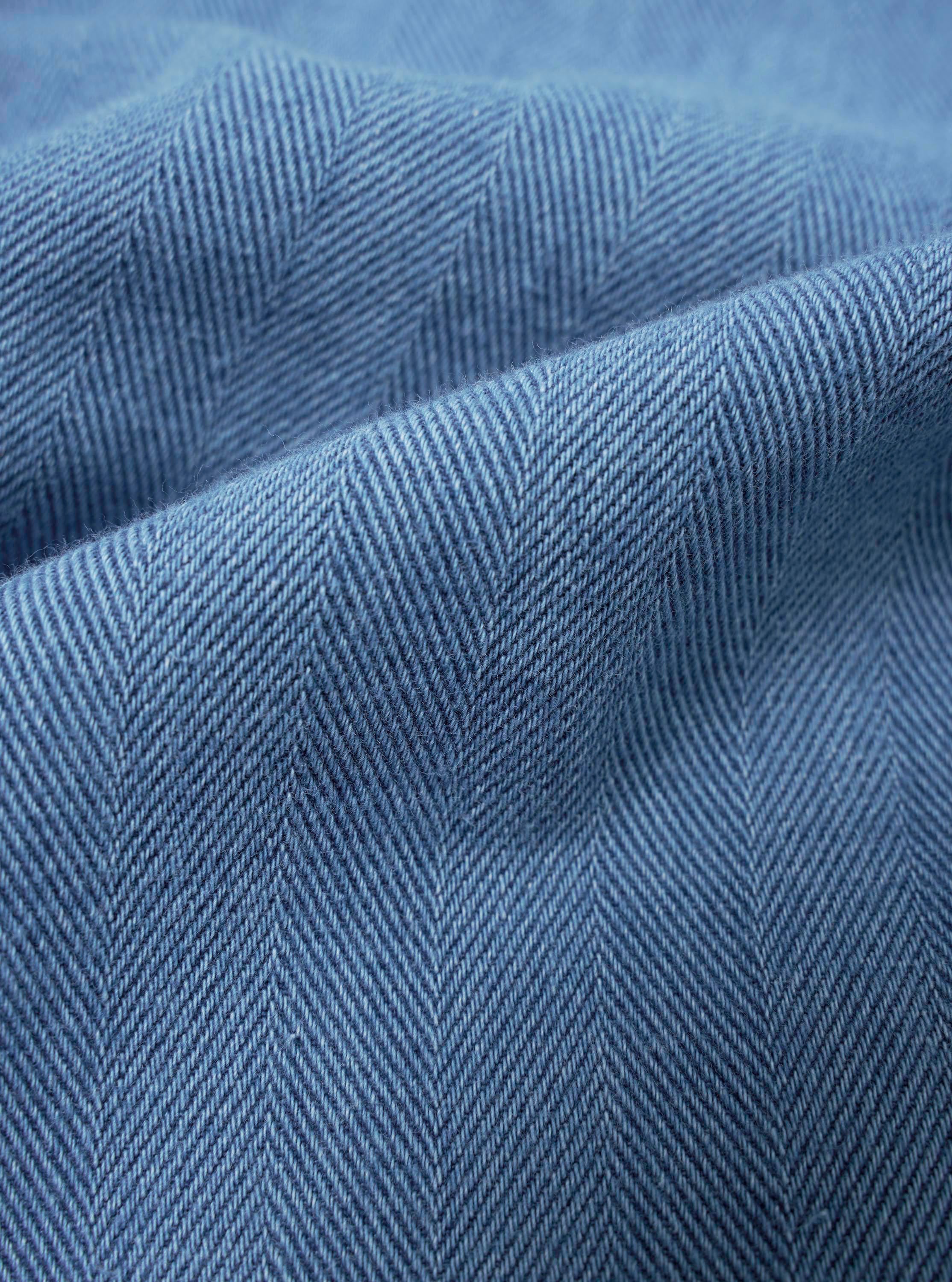 Washed Indigo Recycled Herringbone Attendant Shirt - Image 4