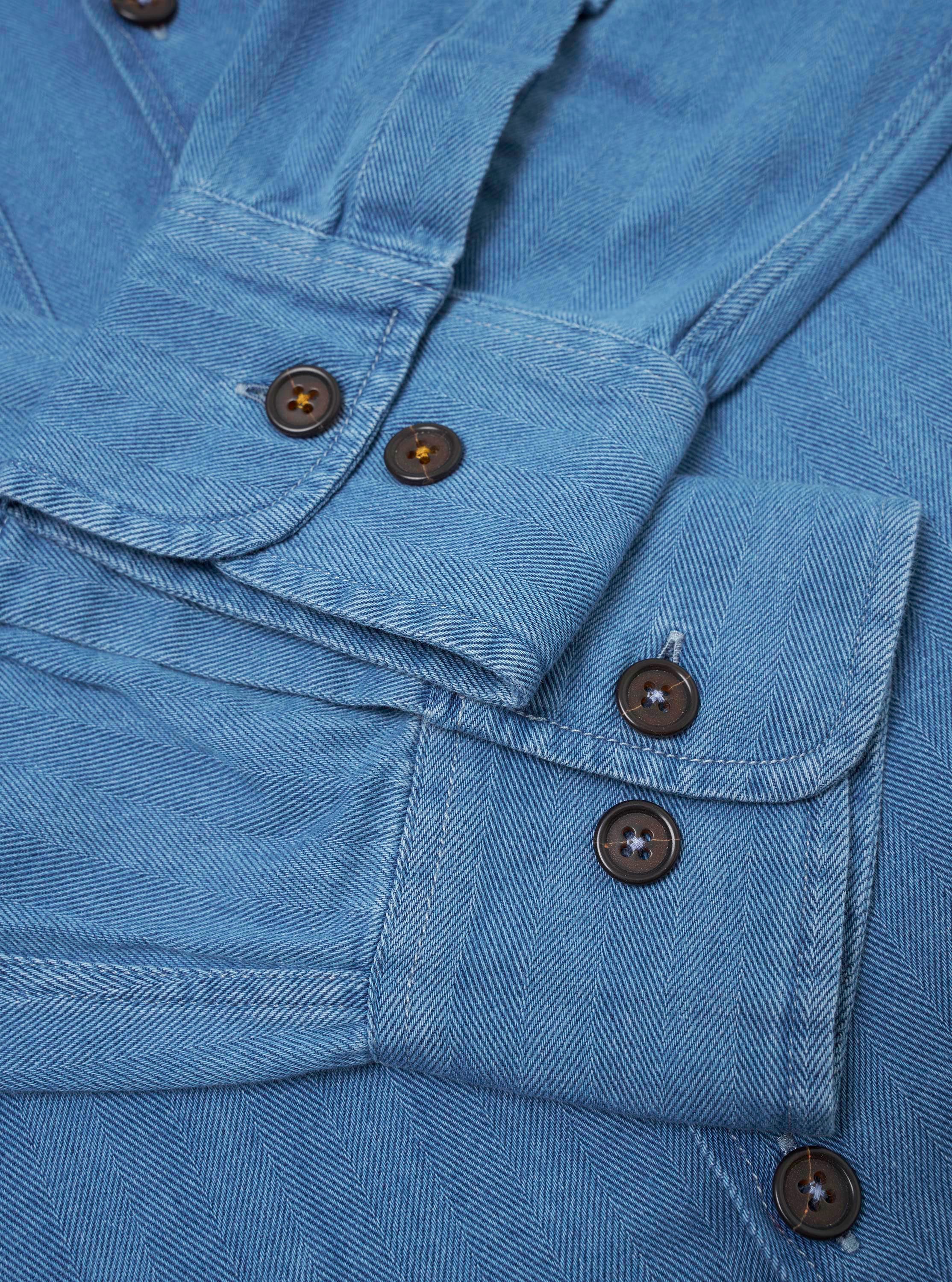Washed Indigo Recycled Herringbone Attendant Shirt - Image 7