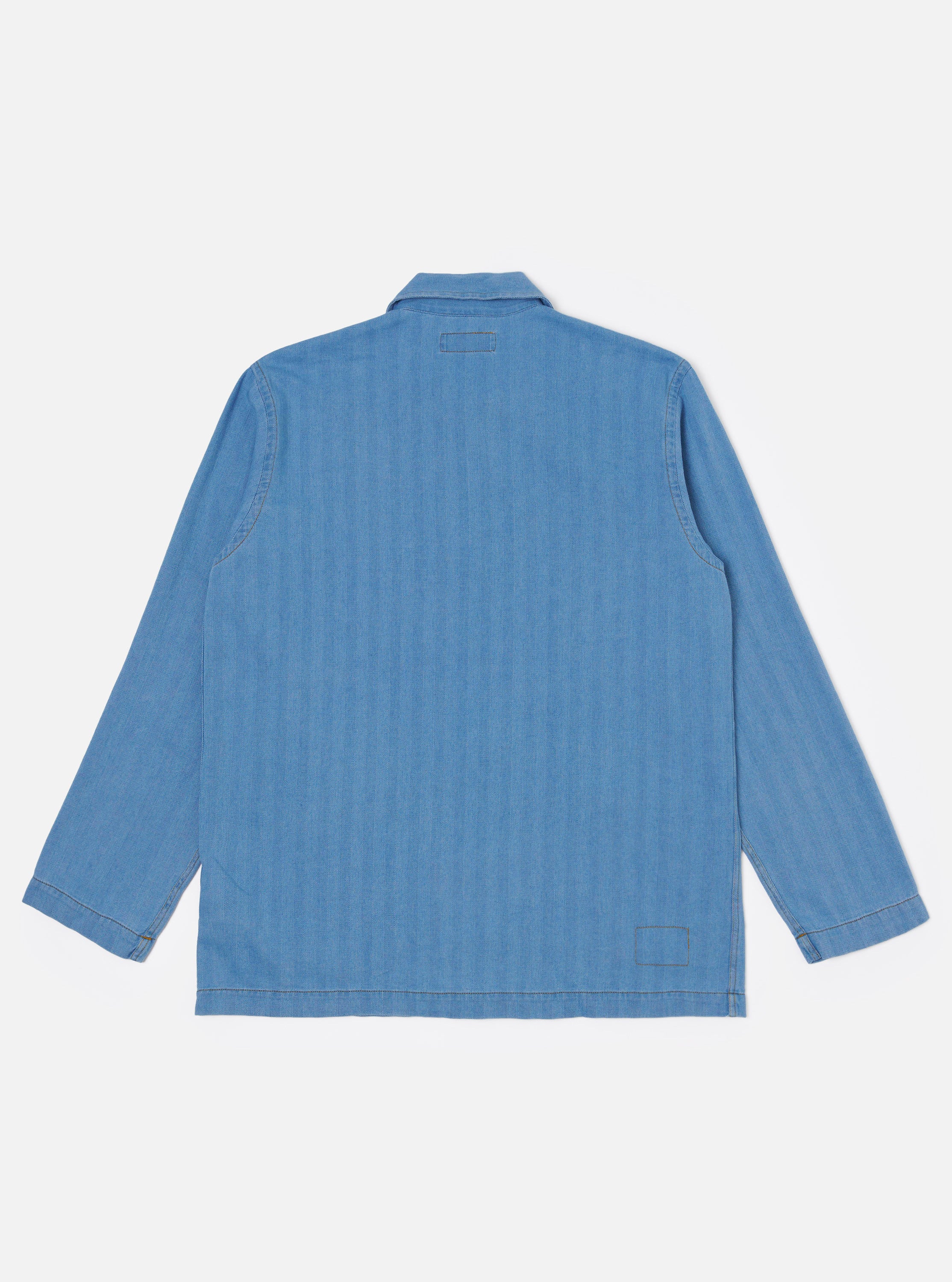 Washed Indigo Recycled Herringbone Bakers Overshirt - Image 5
