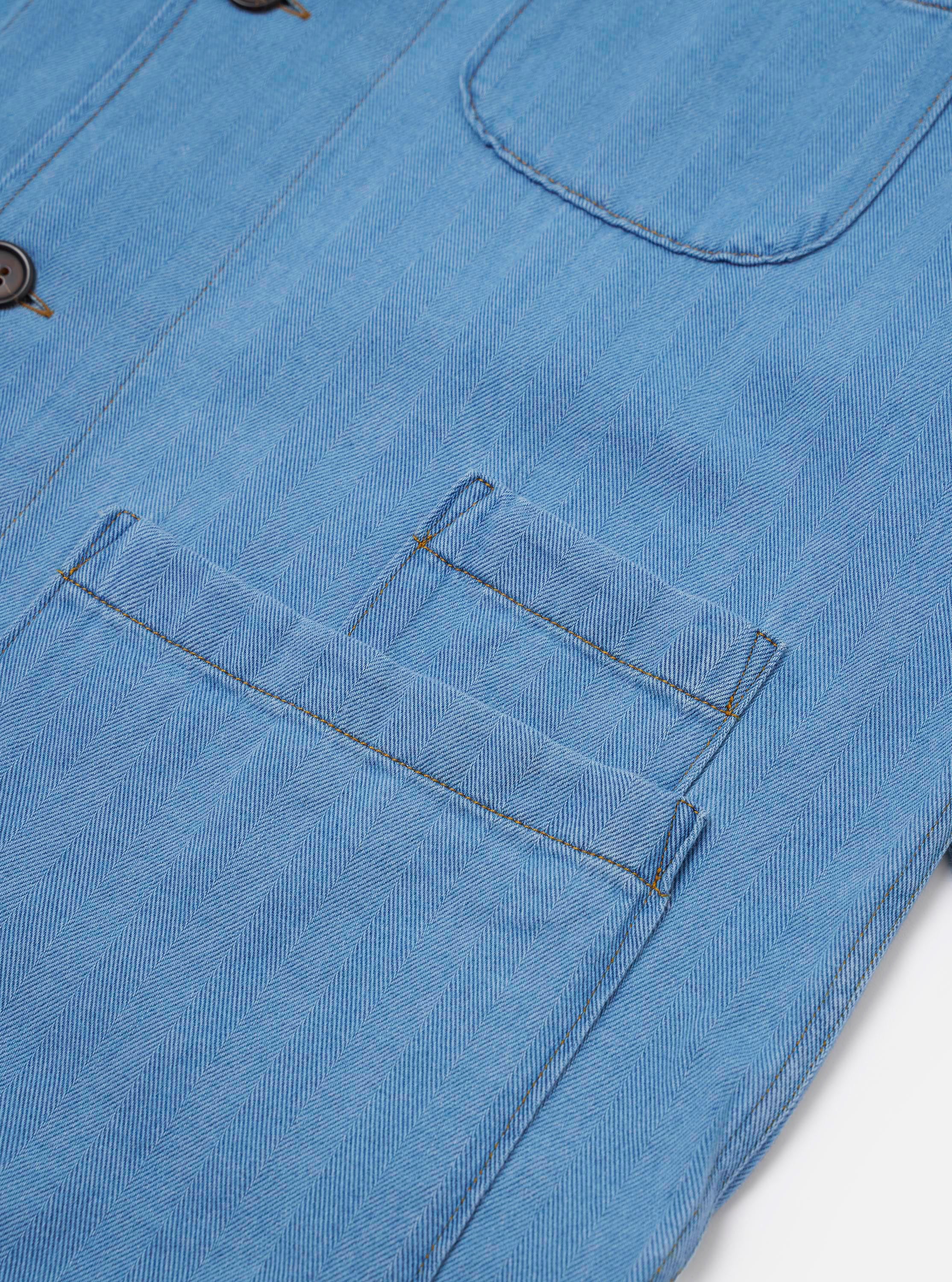 Washed Indigo Recycled Herringbone Bakers Overshirt - Image 6