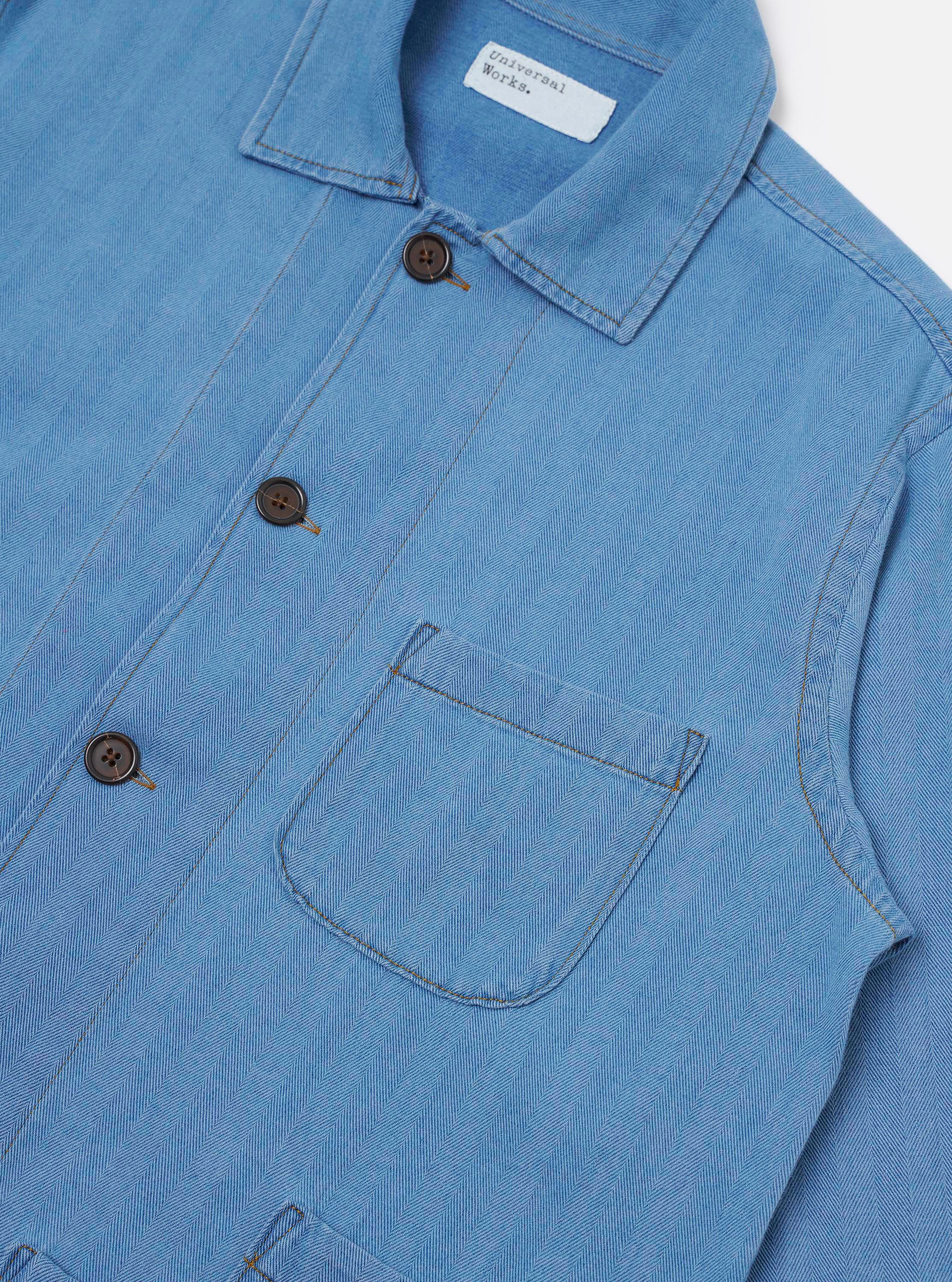 Washed Indigo Recycled Herringbone Bakers Overshirt - Image 7