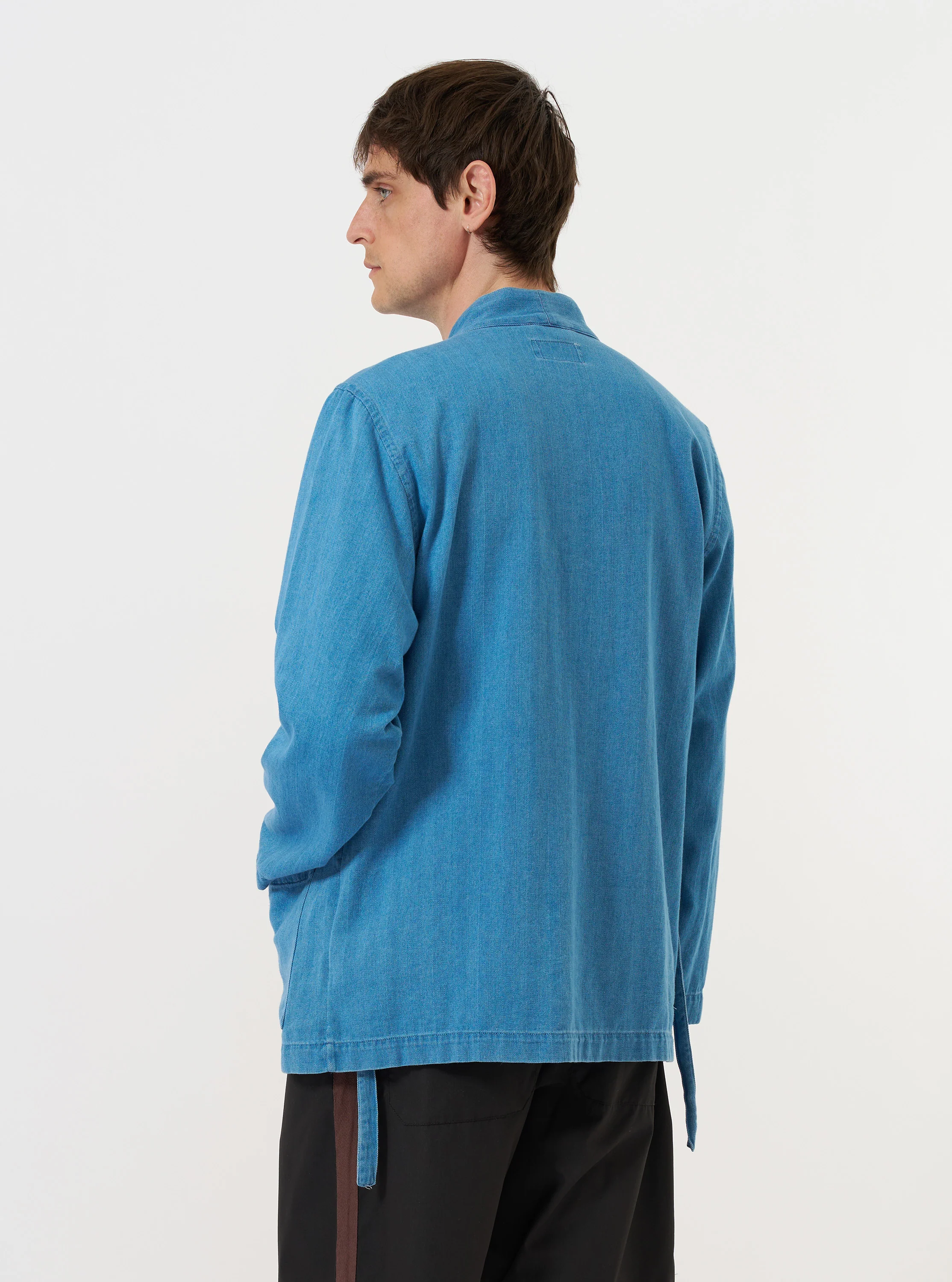 Washed Indigo Recycled Herringbone Kyoto Work Jacket - Image 3