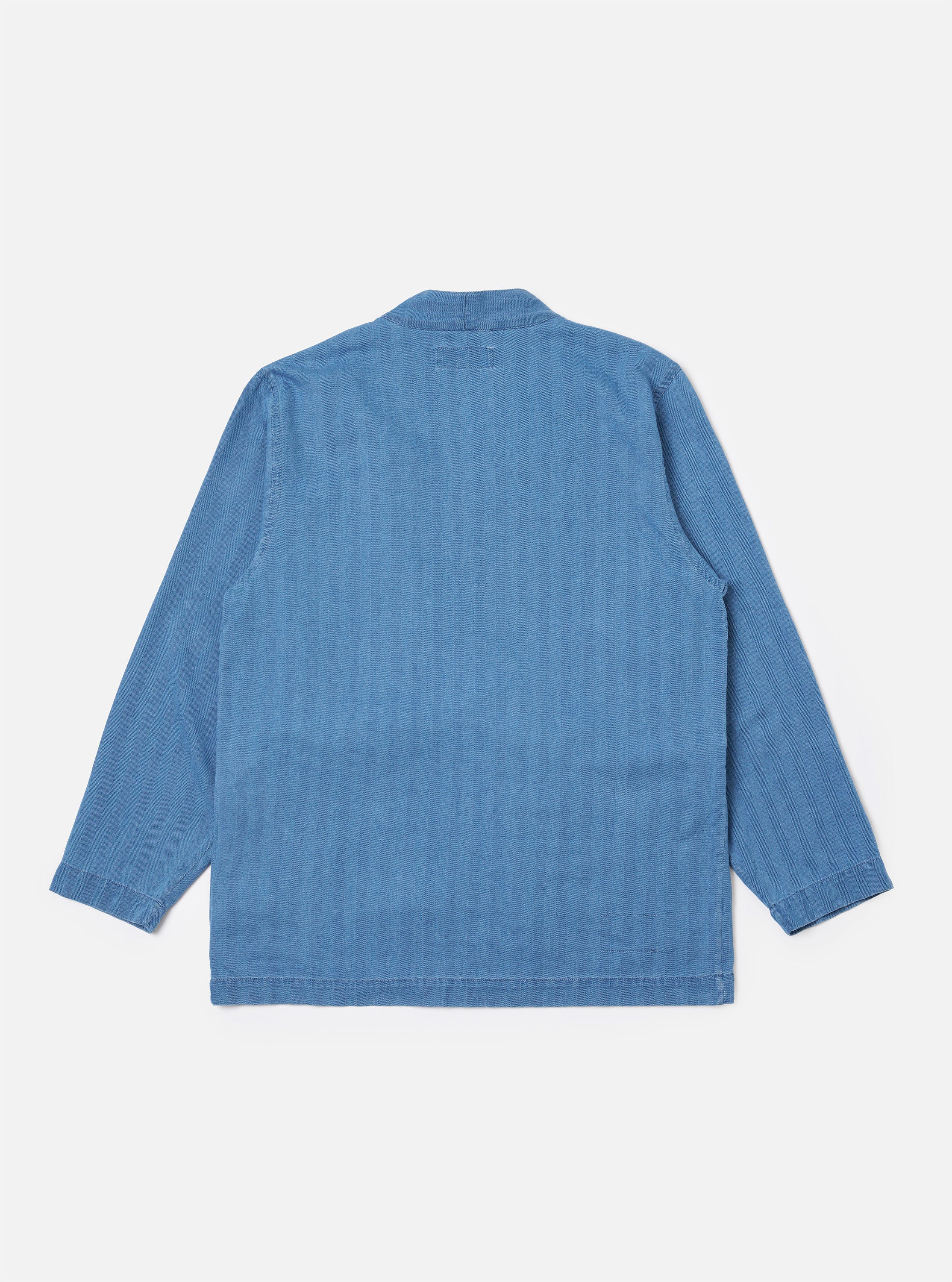 Washed Indigo Recycled Herringbone Kyoto Work Jacket - Image 5