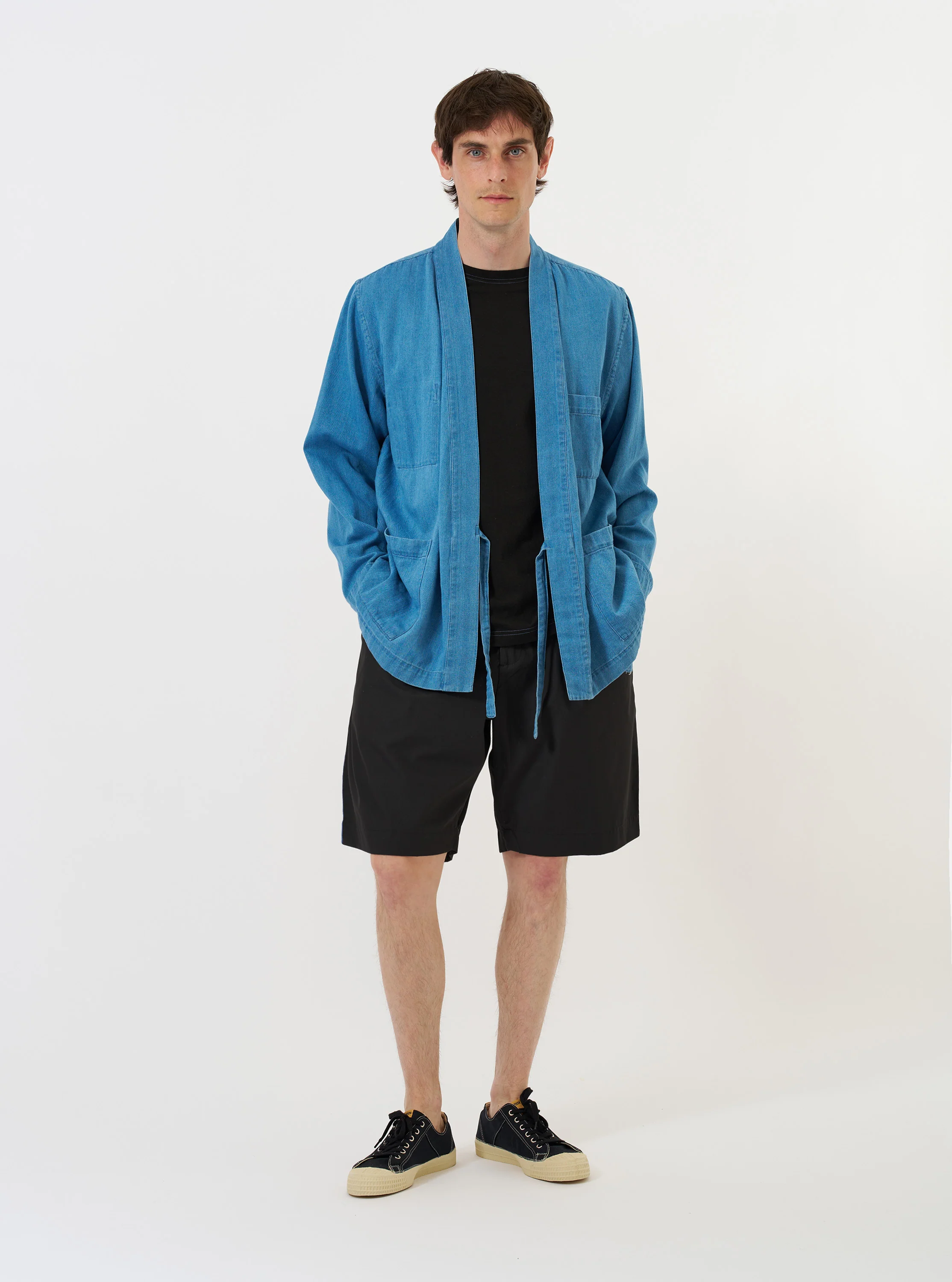 Washed Indigo Recycled Herringbone Kyoto Work Jacket - Image 7