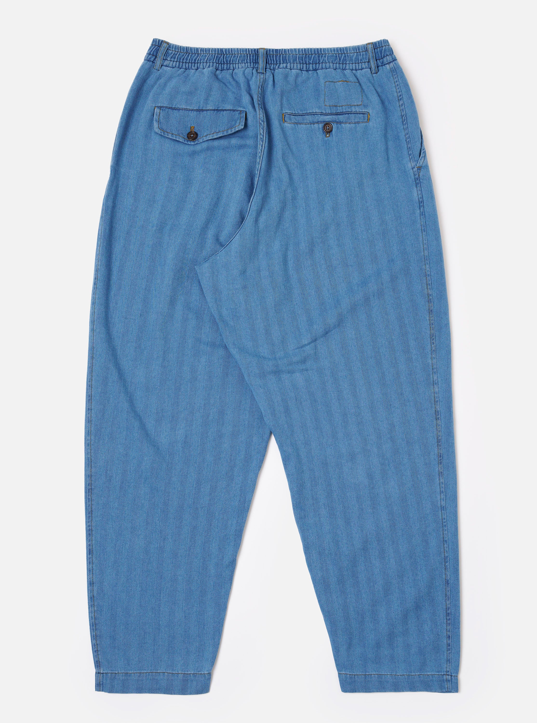 Washed Indigo Recycled Herringbone Pleated Track Pant - Image 5