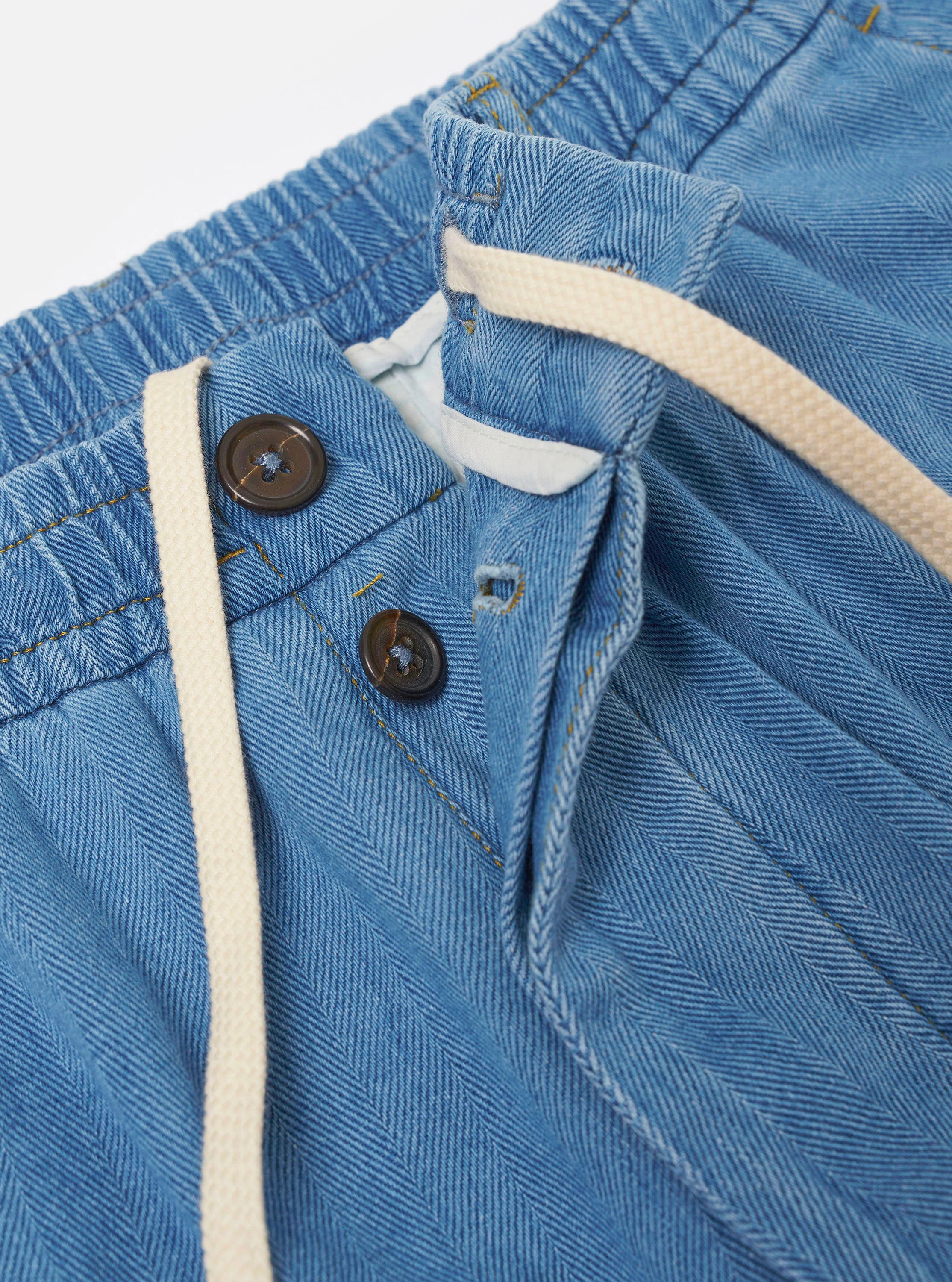 Washed Indigo Recycled Herringbone Pleated Track Pant - Image 6