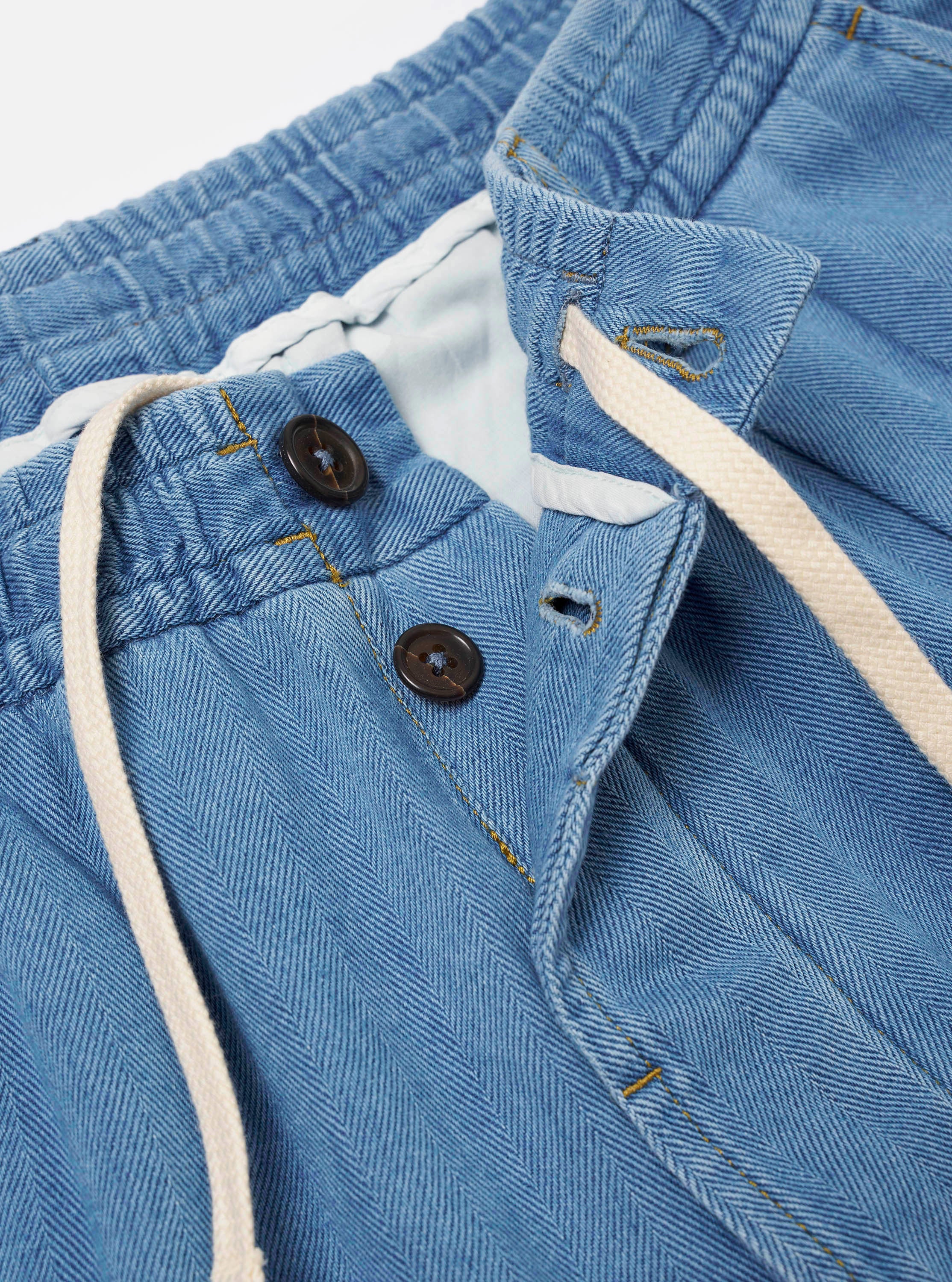 Washed Indigo Recycled Herringbone Pleated Track Short - Image 6