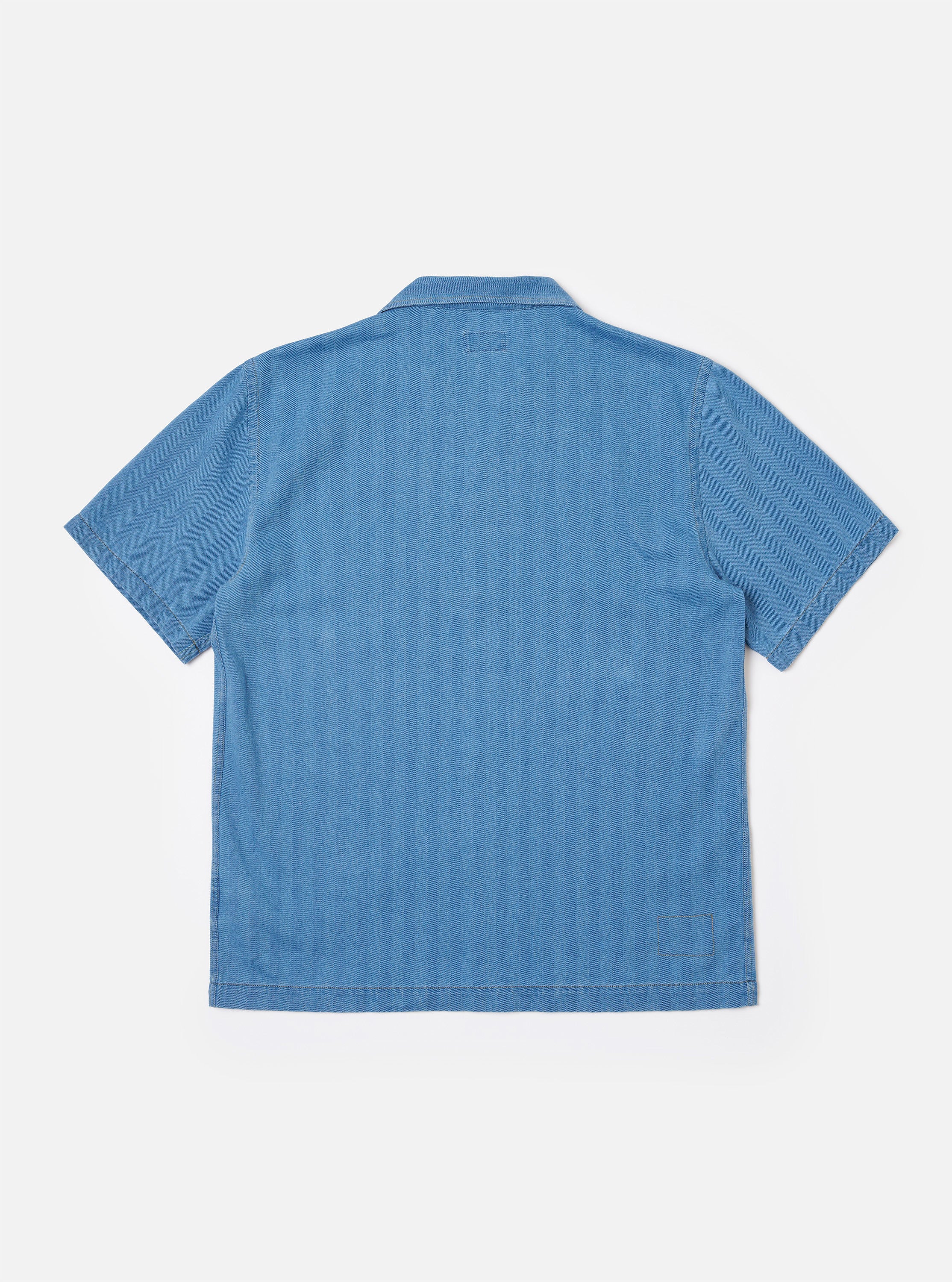 Washed Indigo Recycled Herringbone Road Shirt - Image 5