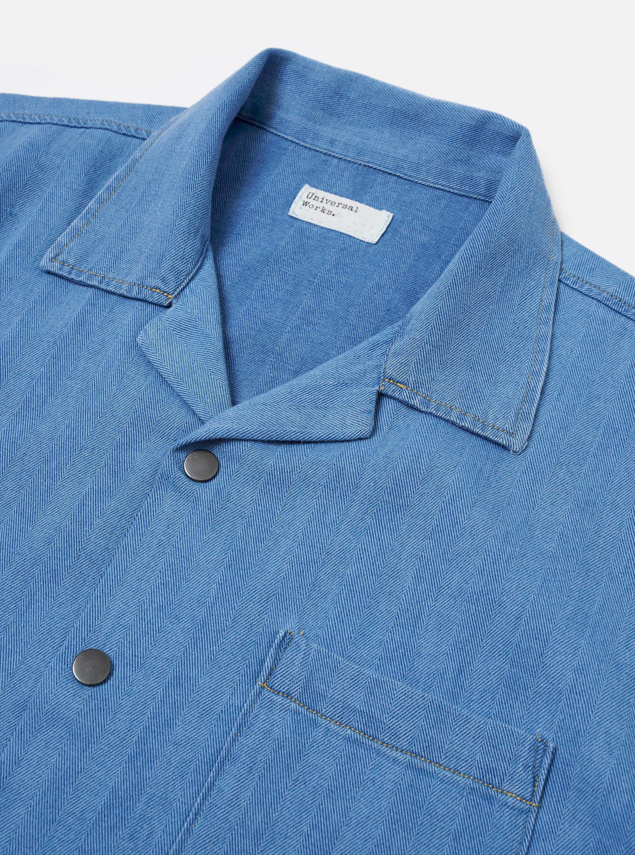 Washed Indigo Recycled Herringbone Road Shirt - Image 6