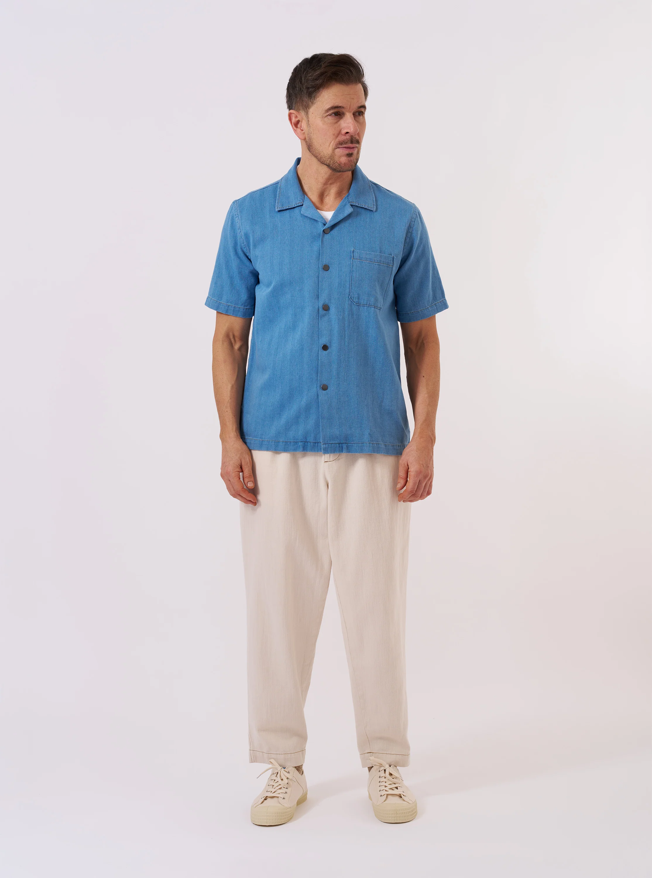 Washed Indigo Recycled Herringbone Road Shirt - Image 7