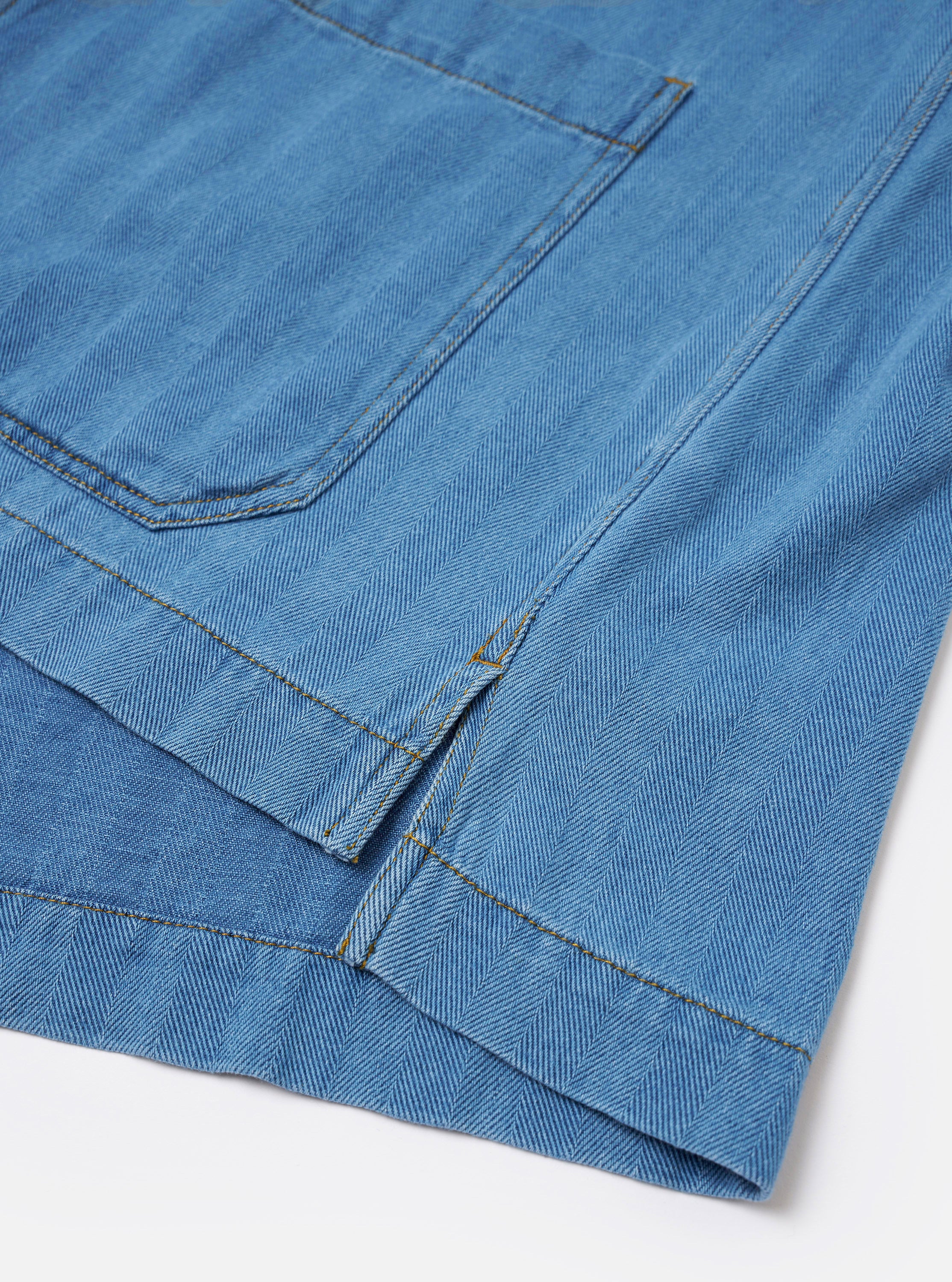 Washed Indigo Recycled Herringbone Smock Overshirt - Image 6