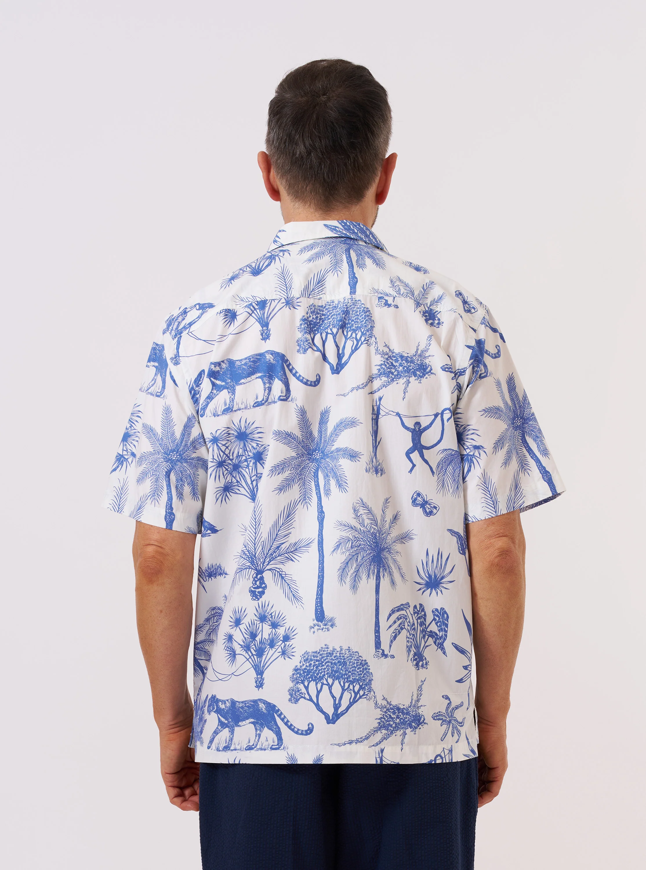 White Jungle Toile Poplin Camp Shirt - Image 3
