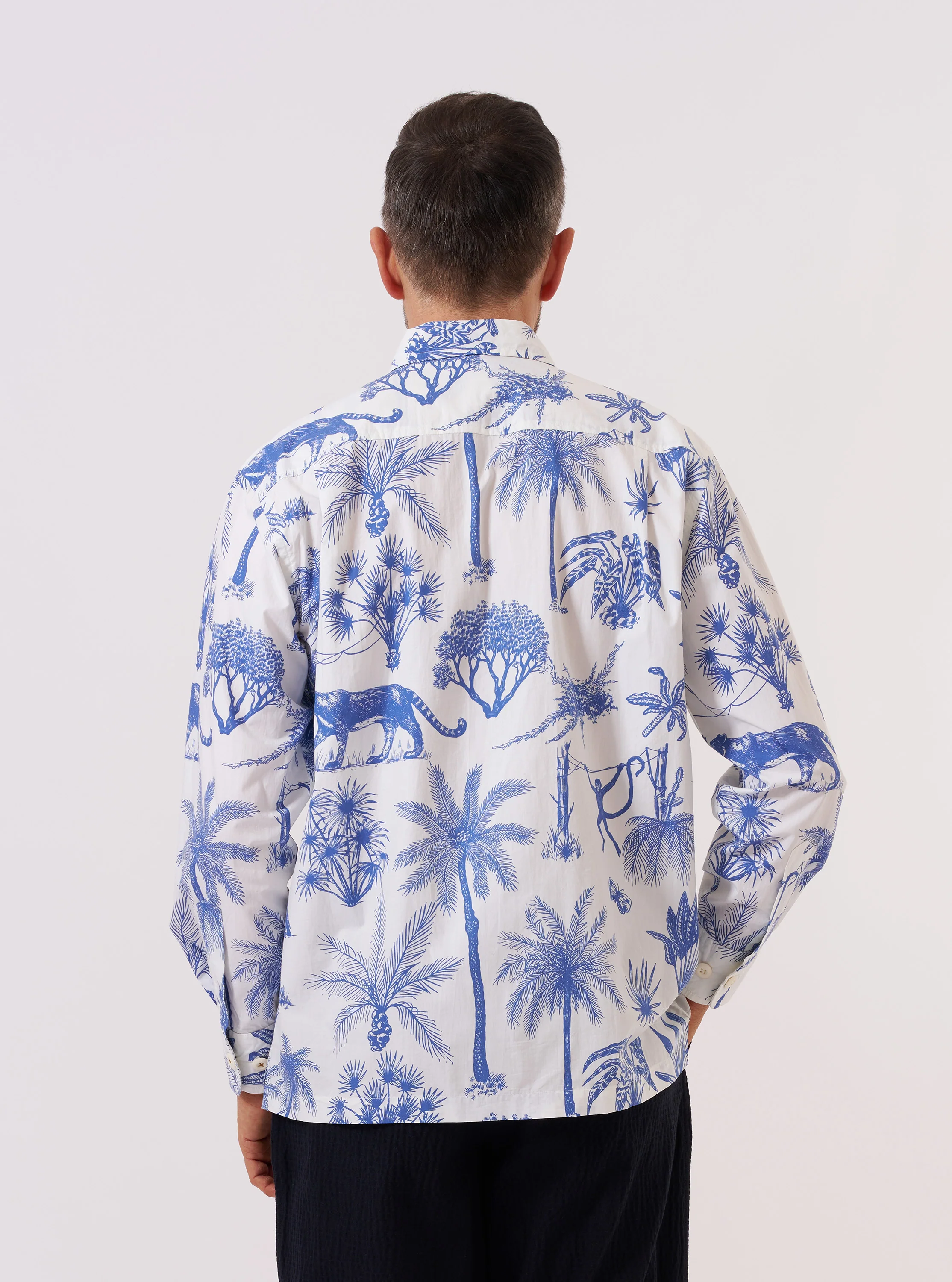 White Jungle Toile Poplin Fatigue Shirt - Image 3