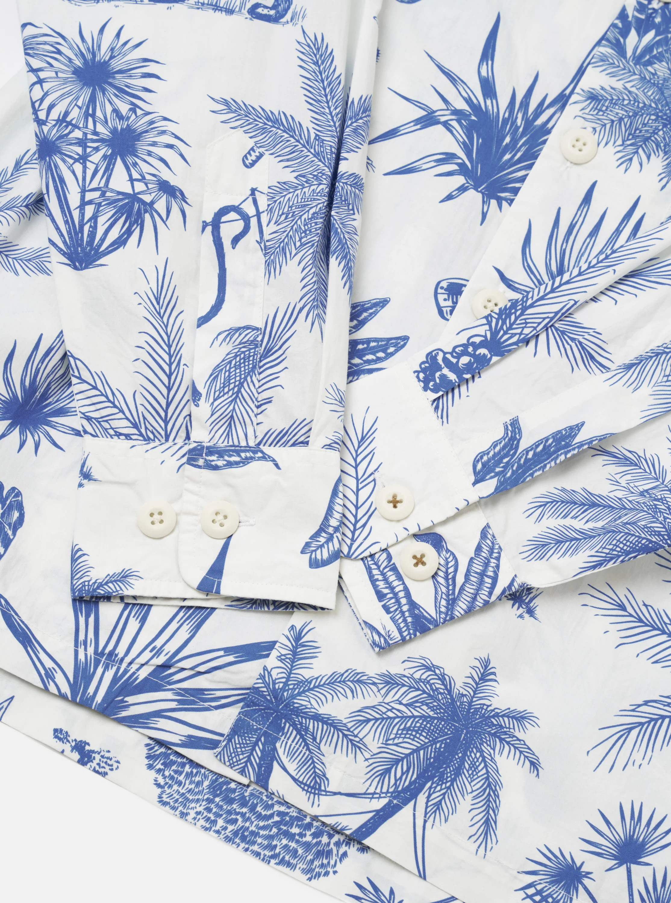 White Jungle Toile Poplin Fatigue Shirt - Image 7