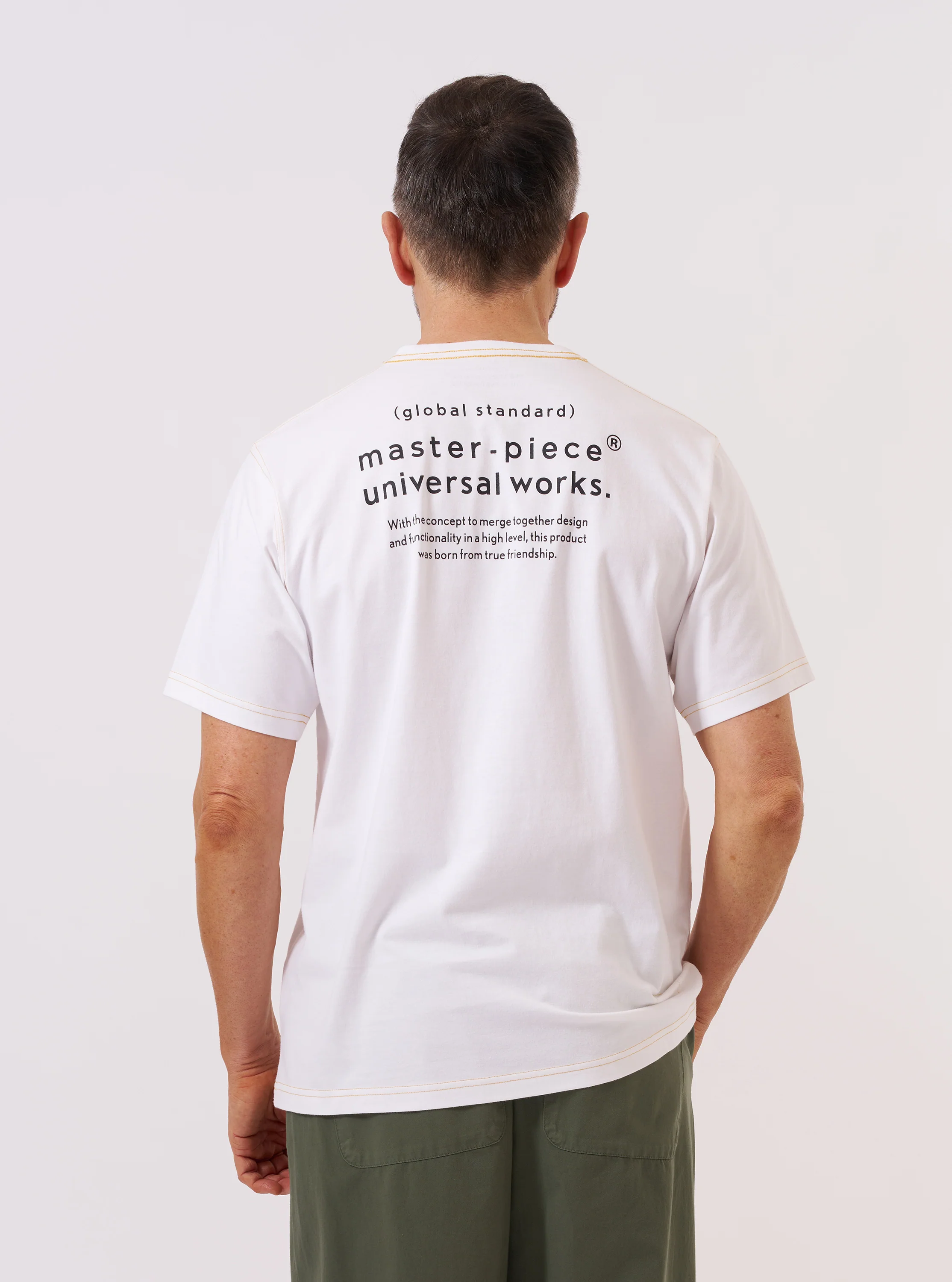 master-piece x Universal Works White Single Jersey Print Tee - Image 3