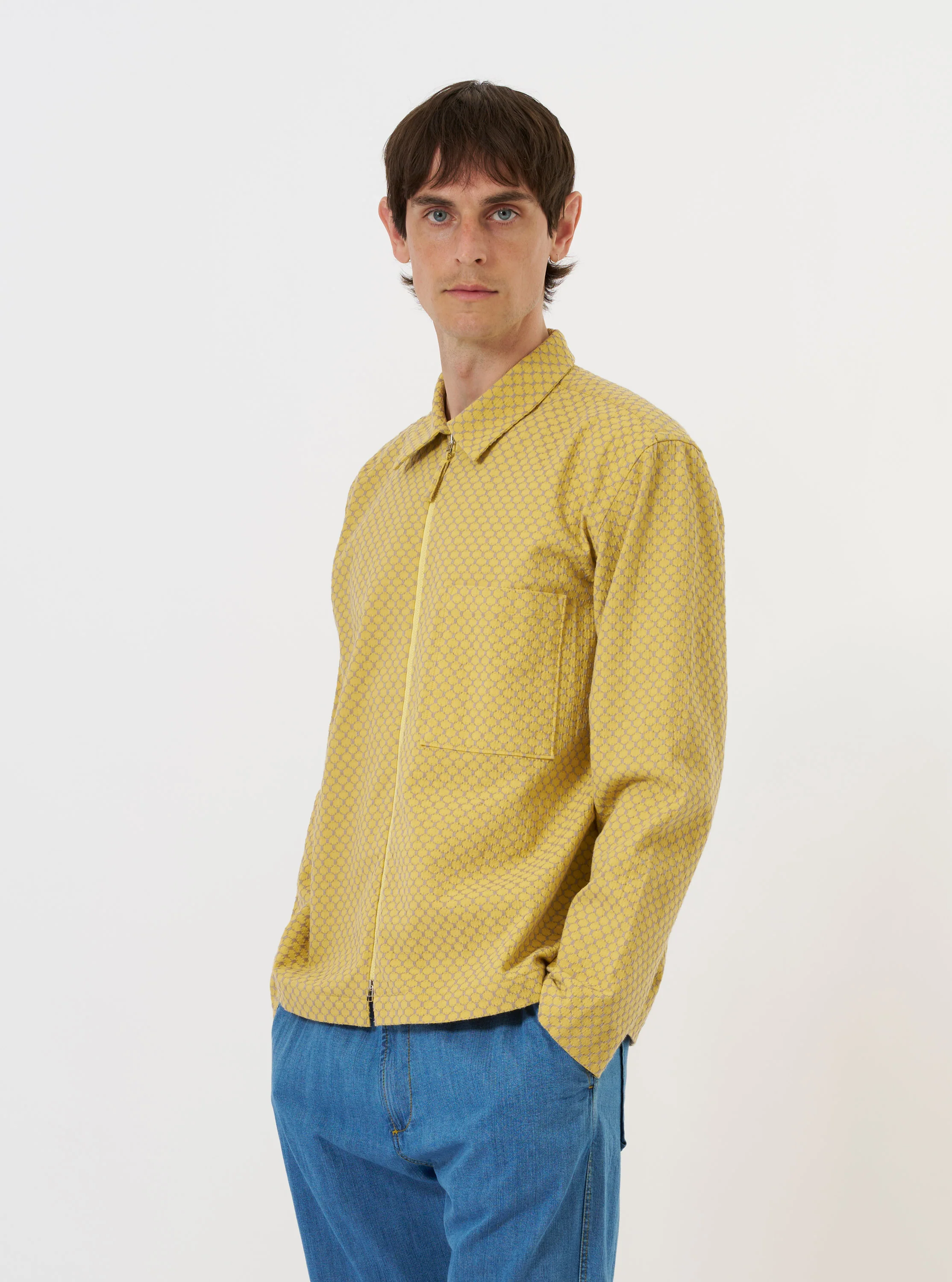 Yellow Mykonos Cotton Zip Shirt - Image 2