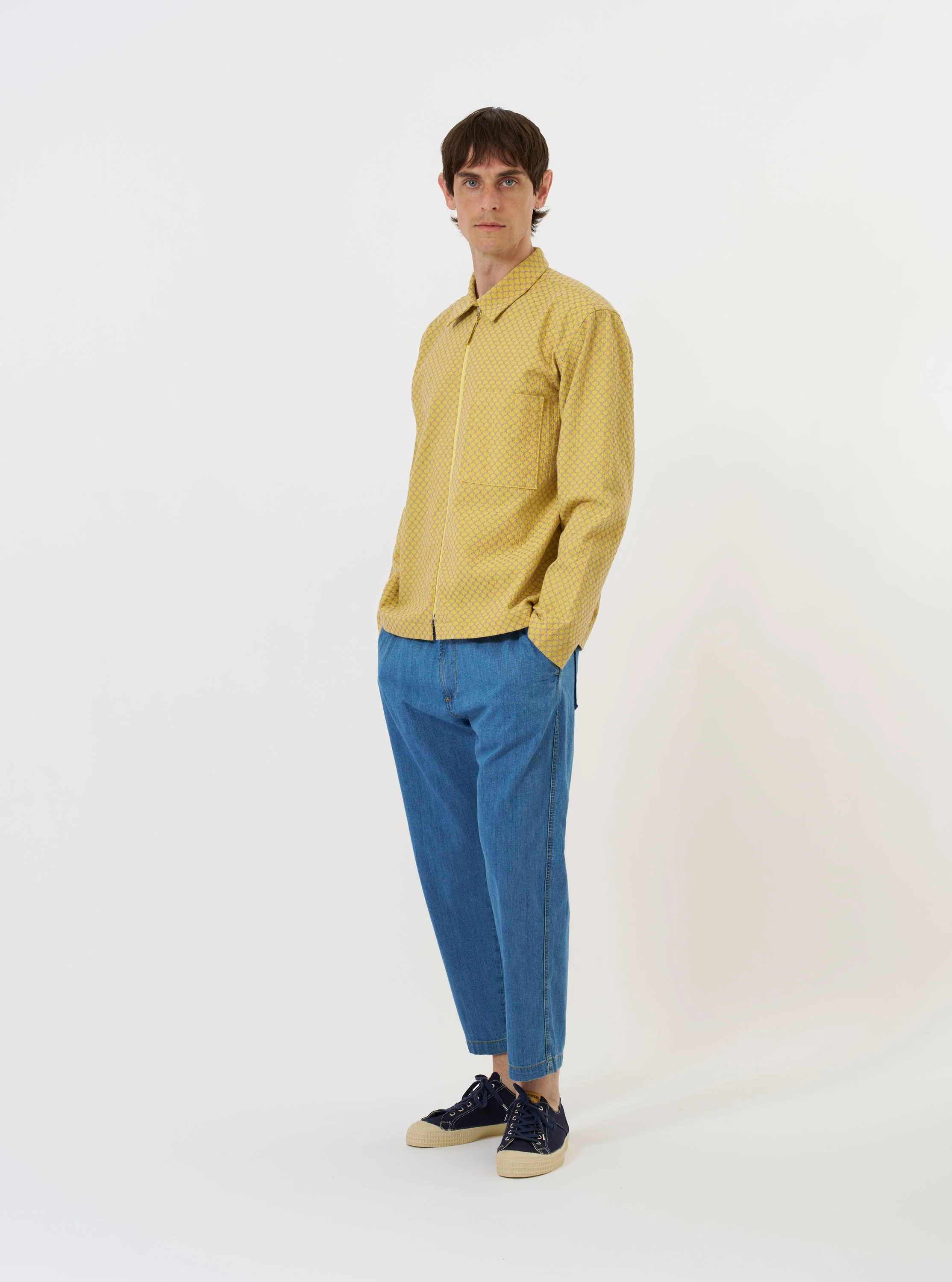 Yellow Mykonos Cotton Zip Shirt - Image 8